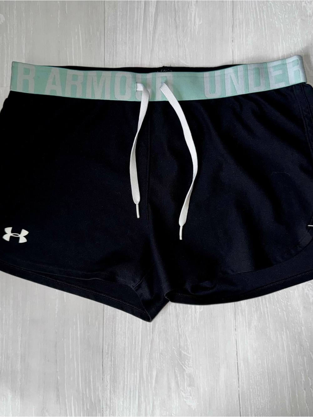 Under Armour Black Athletic Shorts with Mint Elastic Waistband